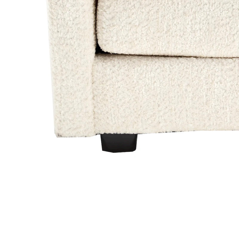 Beige 112.2 L-Shape 4-Seater Sectional Sofa in Modern Boucle Fabric with Removable Cushions and Detachable Armrests