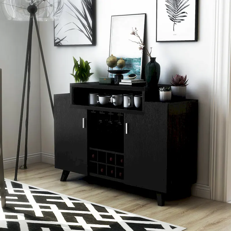 Furniture of America Hafley Contemporary 8-shelf Wine Cabinet Buffet