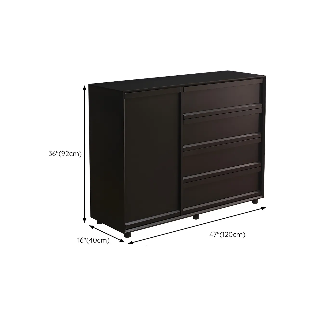 Industrial Wood Dresser with Drawers and Smooth Metal Rail