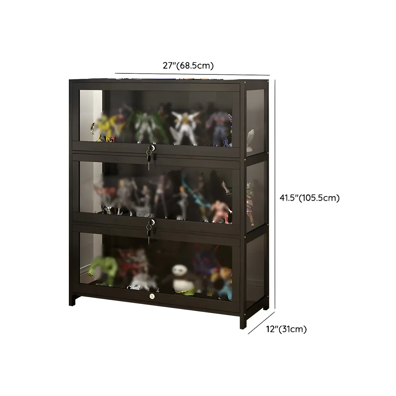 Living Room Modern Black Glass Figurine Display Cabinet