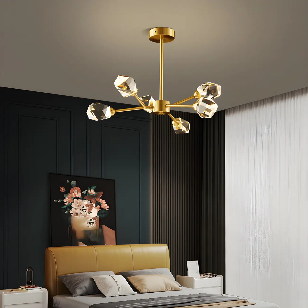 Modern Gold Sputnik Chandelier Crystal Shade
