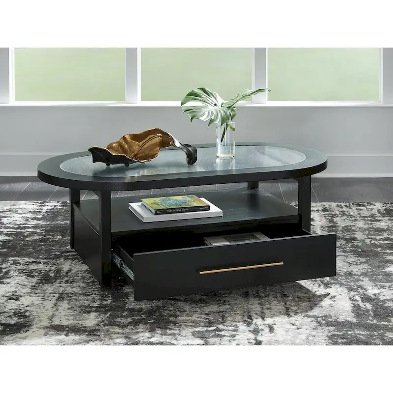 Signature Design by Ashley Winbardi Black/Gray Coffee Table - 52 W x 28 D x 18.25 H