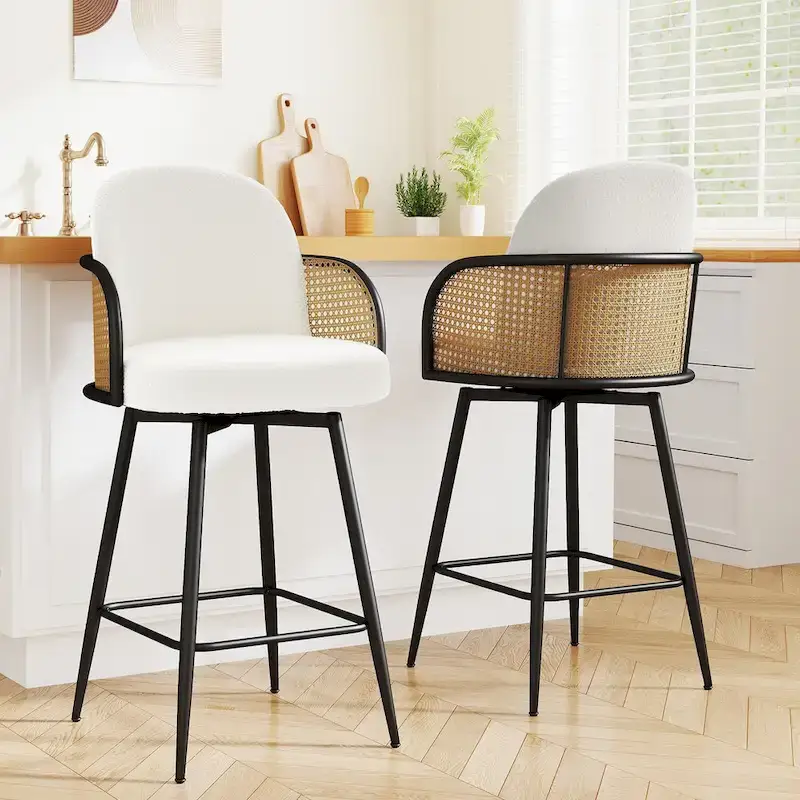 26-Inch Fabric Upholstered Swivel Counter Height Bar Stools - 38.2 H x 21.5 W x 23.2 D