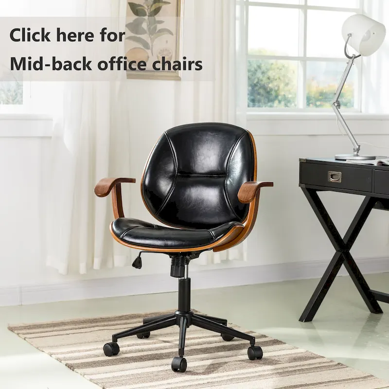 Glitzhome Leatherette Adjustable Swivel Desk Office Chair with Armrest Ergonomic Design