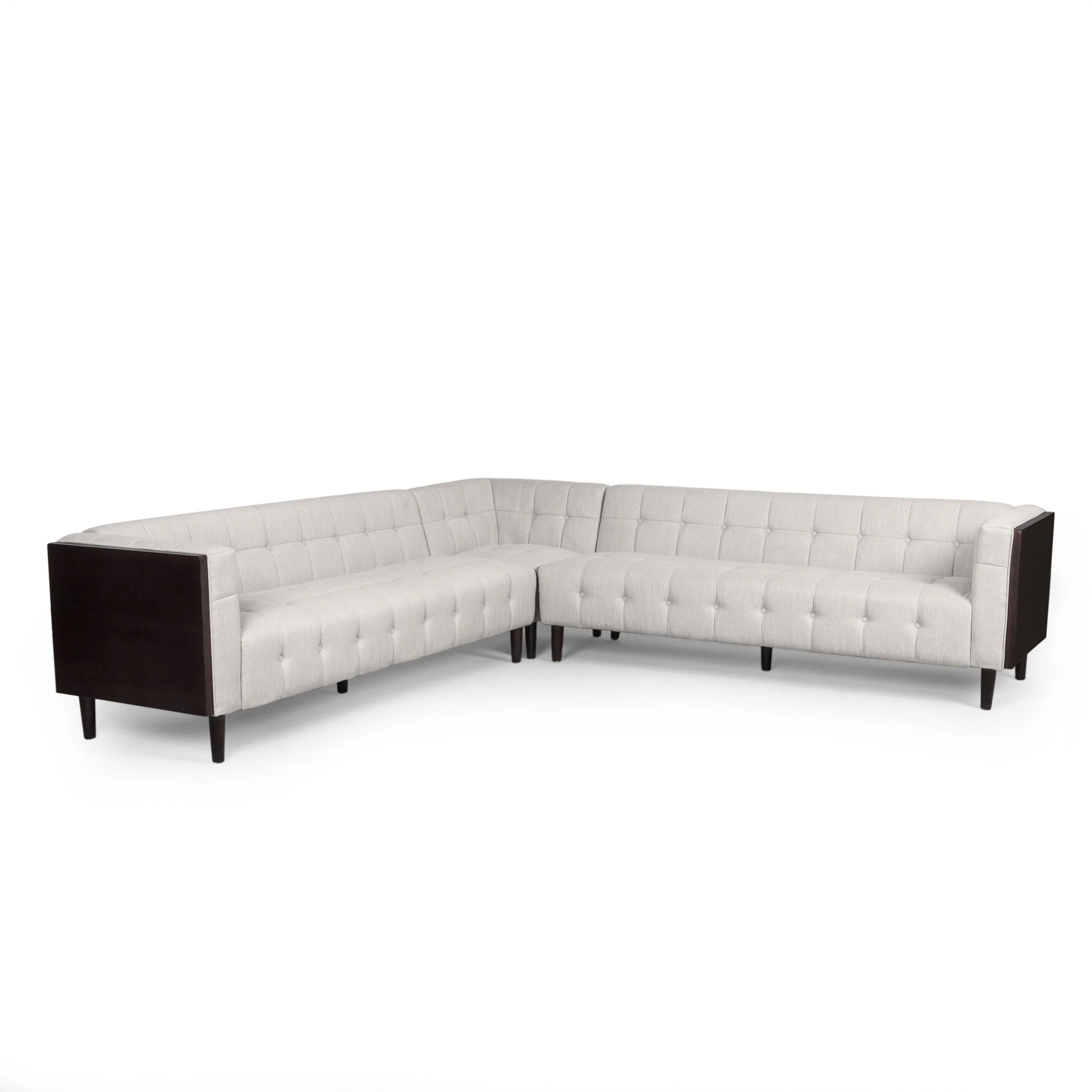 Mid-Century Modern Fabric Tufted Sectional Sofa Set - NH583413