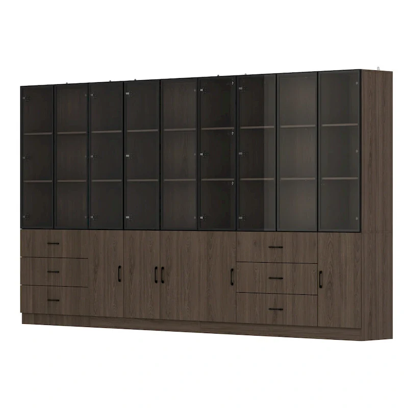 Modular Wood Grain Aluminum Alloy Cabinet with LED Lighting