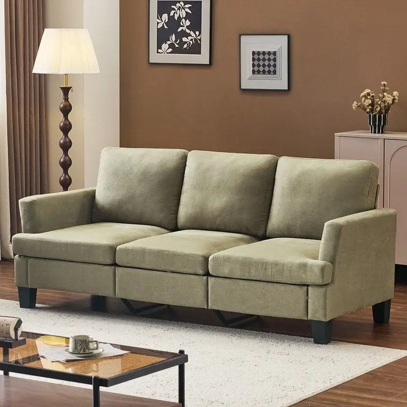 83.5 Upholstered Square Arm Suede Sofa