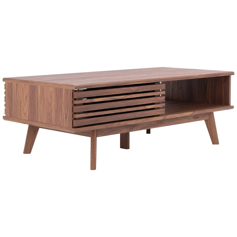 SAFAVIEH Ameetha Mid-Century 1-Shelf Walnut Coffee Table - 46 W x 23 D x 16 H - 46Wx23Dx16H