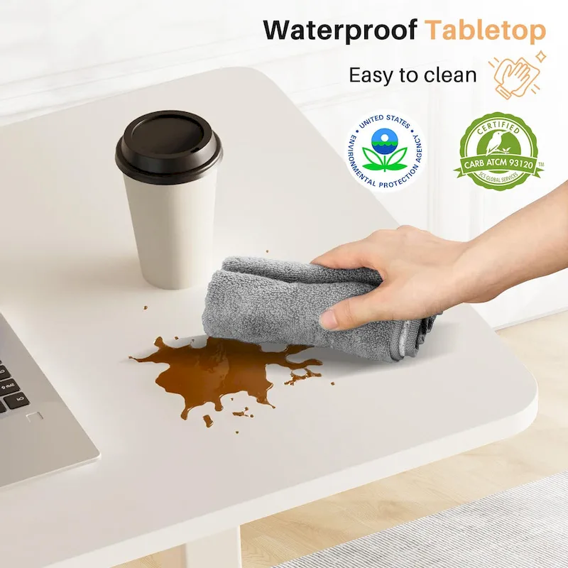 27.56 in. White Laptop Desk with Wheels, Adjustable Height Overbed Bedside Table Mobile Standing Desk