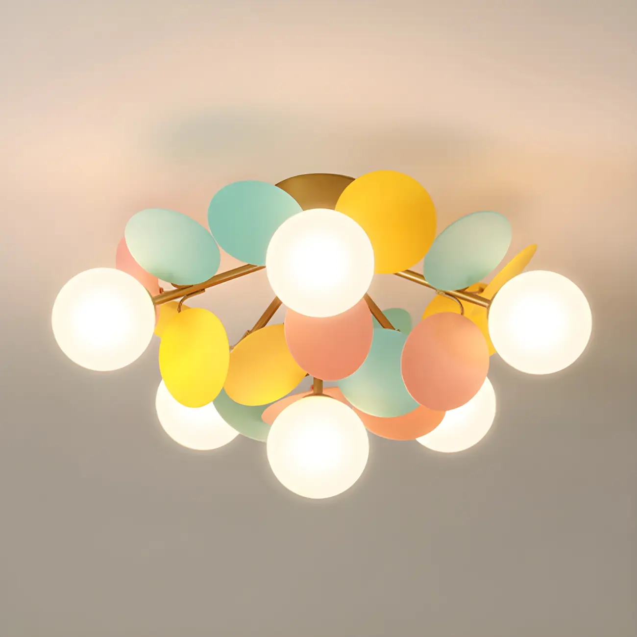 Modern Bedroom Glass Ball Semi Flush Mount Ceiling Light