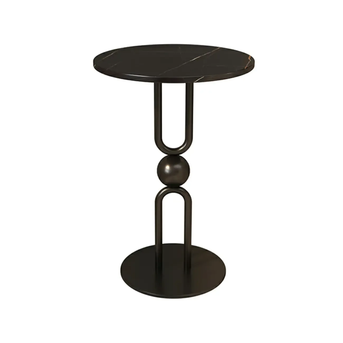 Living Room Glossy Black Metal Round Side Table