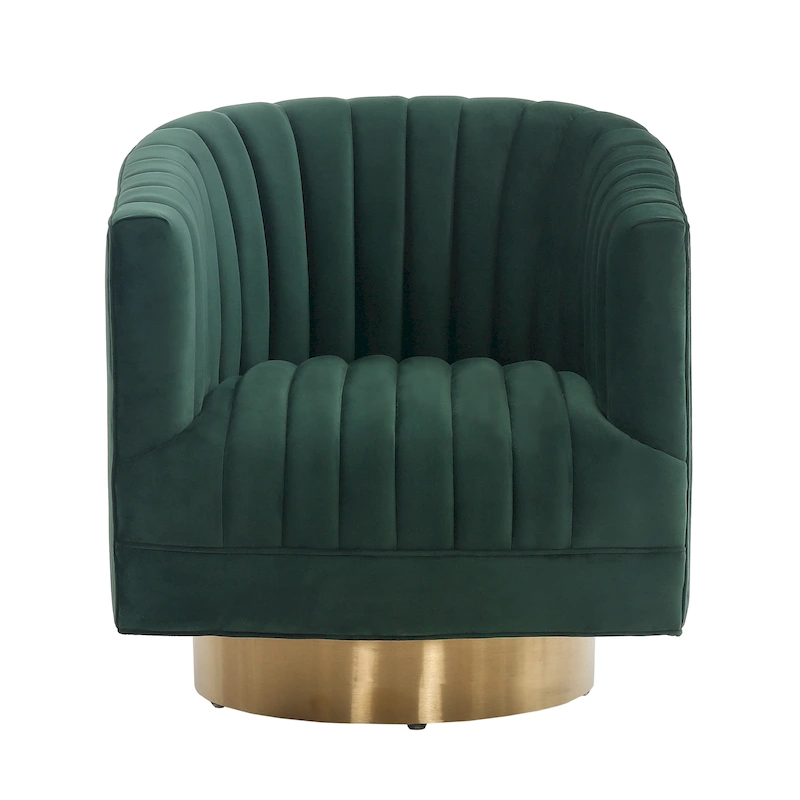 SAFAVIEH Couture Matejka Swivel Channel Tufted Barrel Chair - 28  W x 31  L x 30  H - 28Wx31Dx30H