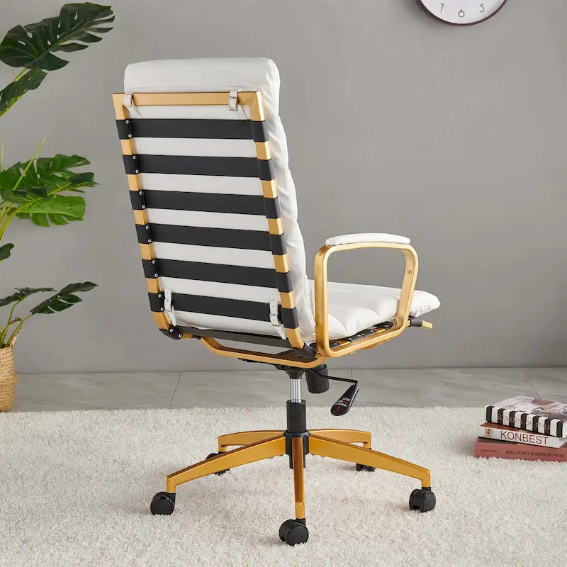 LUXMOD Office Chair Faux Leather Gold Frame Adjustable and Swivel
