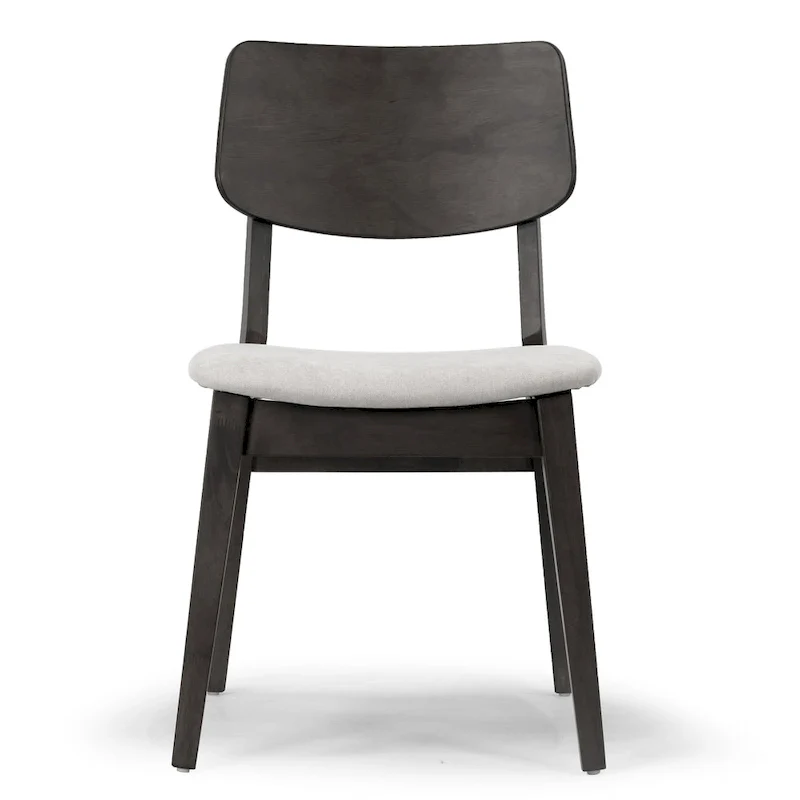 Set of 2  Black Wood Chair with Light Grey Fabric Seat