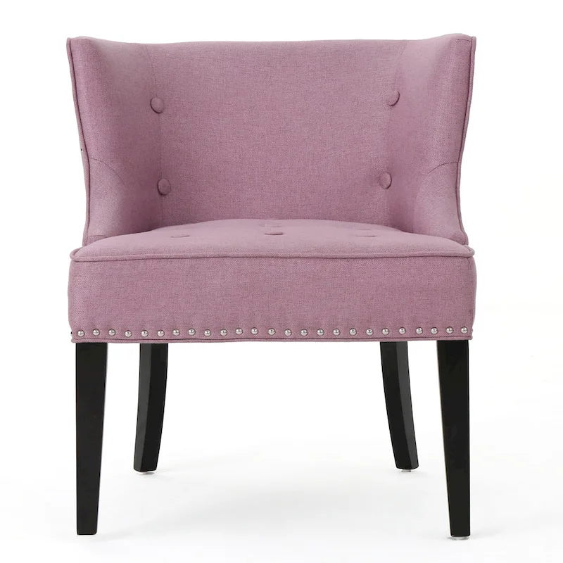 Lavender PUrple Modern 28 Accent Chair with Button Tufted Waffle Stitching and Nailheads