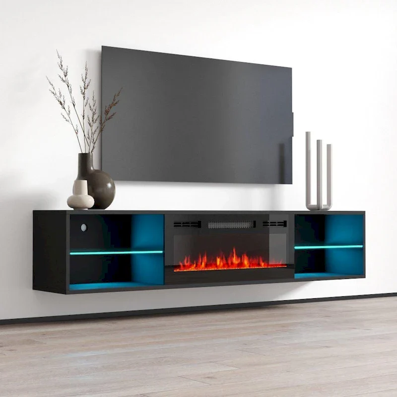 Wall Mounted Electric Fireplace 72 TV Stand