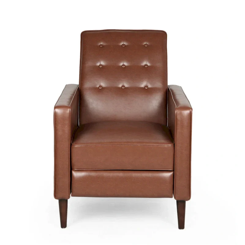 Mervynn Faux Leather Mid-Century Button Tufted Recliner by Christopher Knight Home