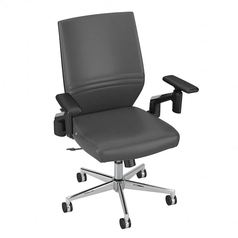 Mid Back Bonded Leather Office Chair with Adjustable Height and Armrests