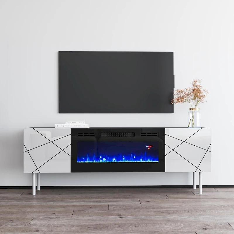 London BL-EF Electric Fireplace 63 TV Stand