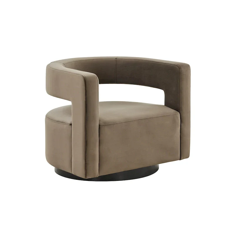 Upholstered Swivel Chair with Cut-Out Back