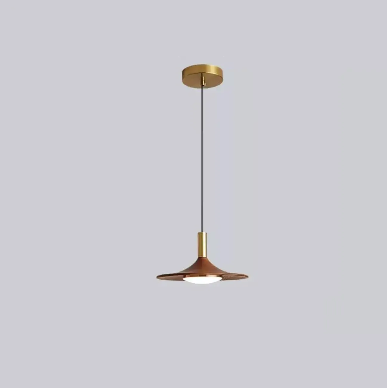 Modern Metal Walnut Acrylic Geometric Pendant Light