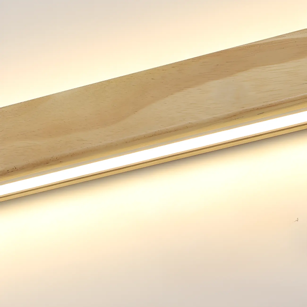 Modern Linear Wood LED Vanity Lights with Dual Shade