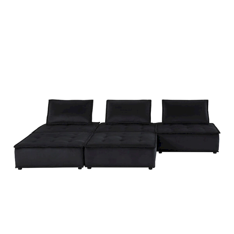Velvet 5-Person Combination Sofa with Ottoman