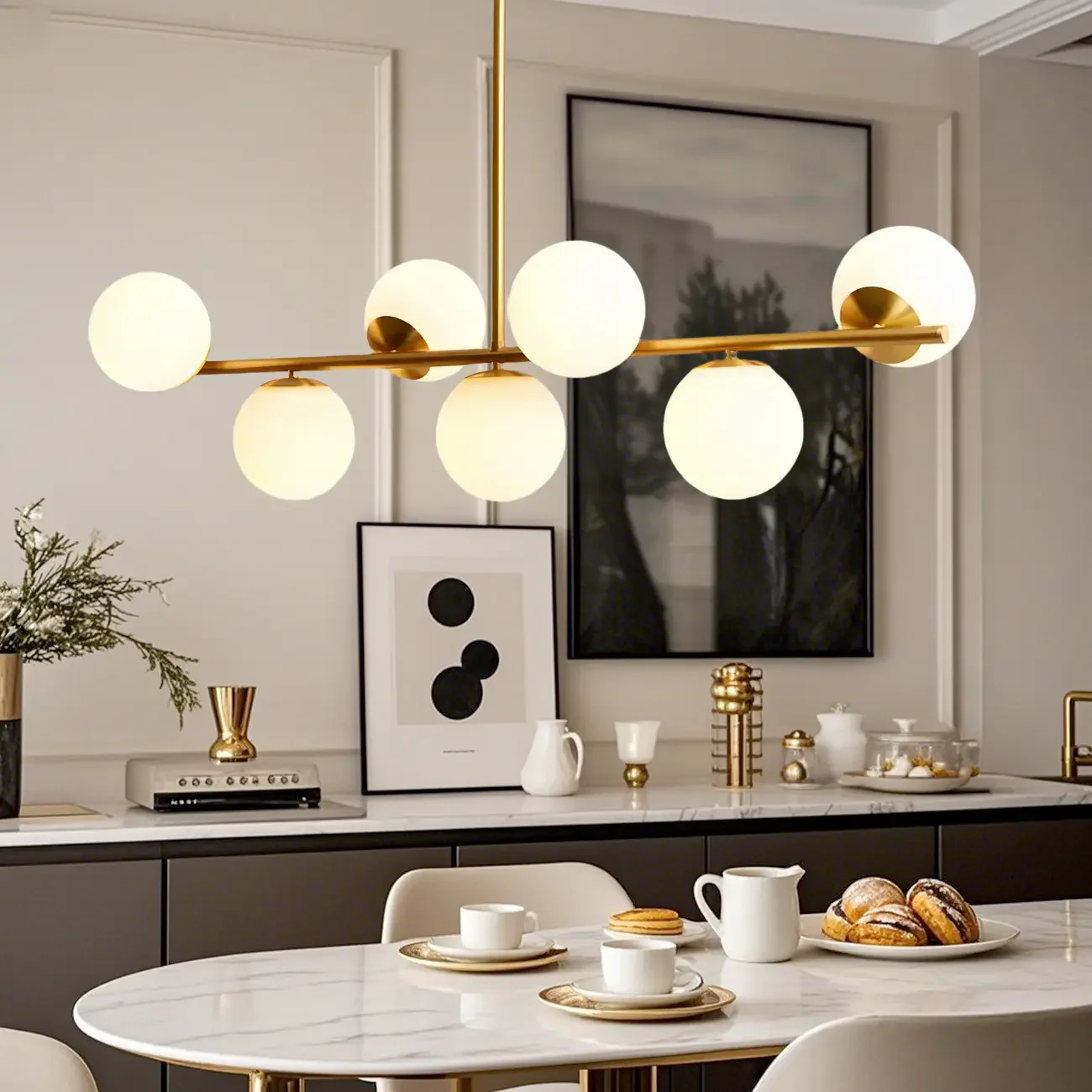 Modern Copper Globe Multi-Light Island Pendant Light