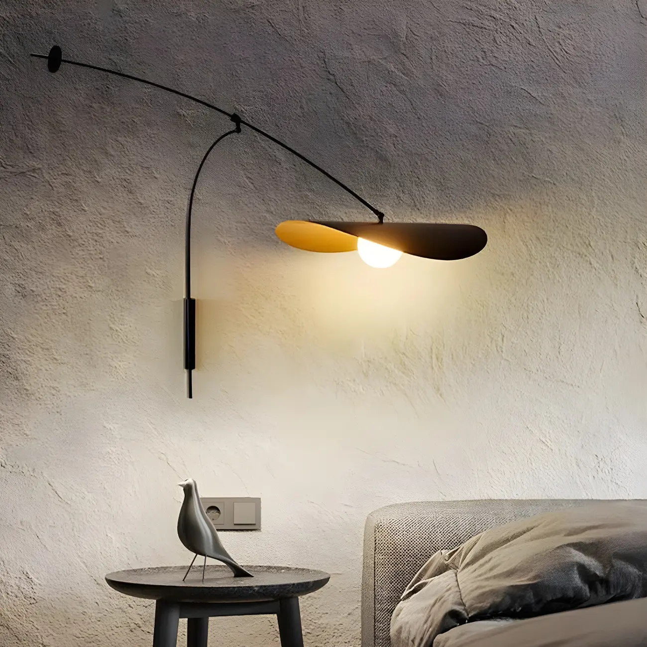 Elegant Black Metal Ambient Lighting Swing Arm Wall Light