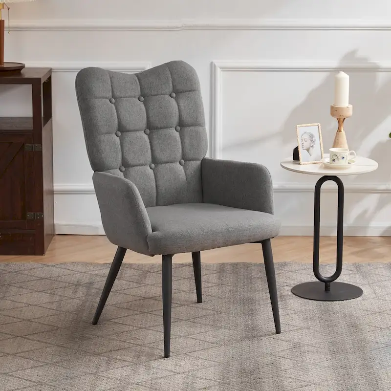 High-back Button Tufted Wingback Accent Chair