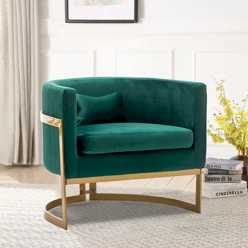 Accent Chair, Velvet Barrel Chair Modern Arm Chair for Living Room