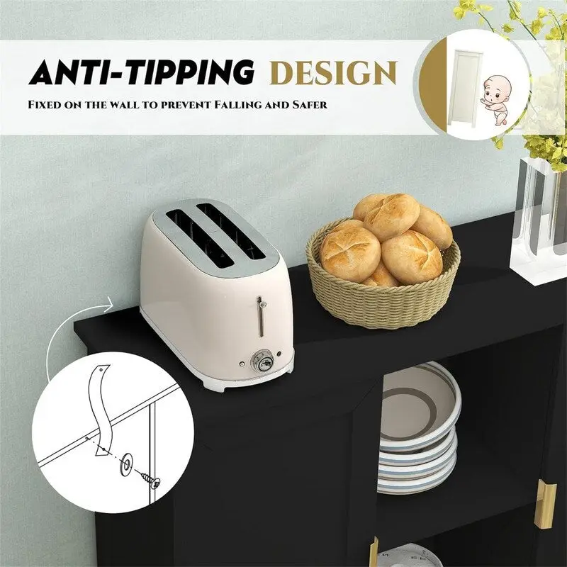 Credenza Buffet Cabinet Wooden Coffee Bar Cabinet - 11.8 D x 39.4 W x 30.7 H