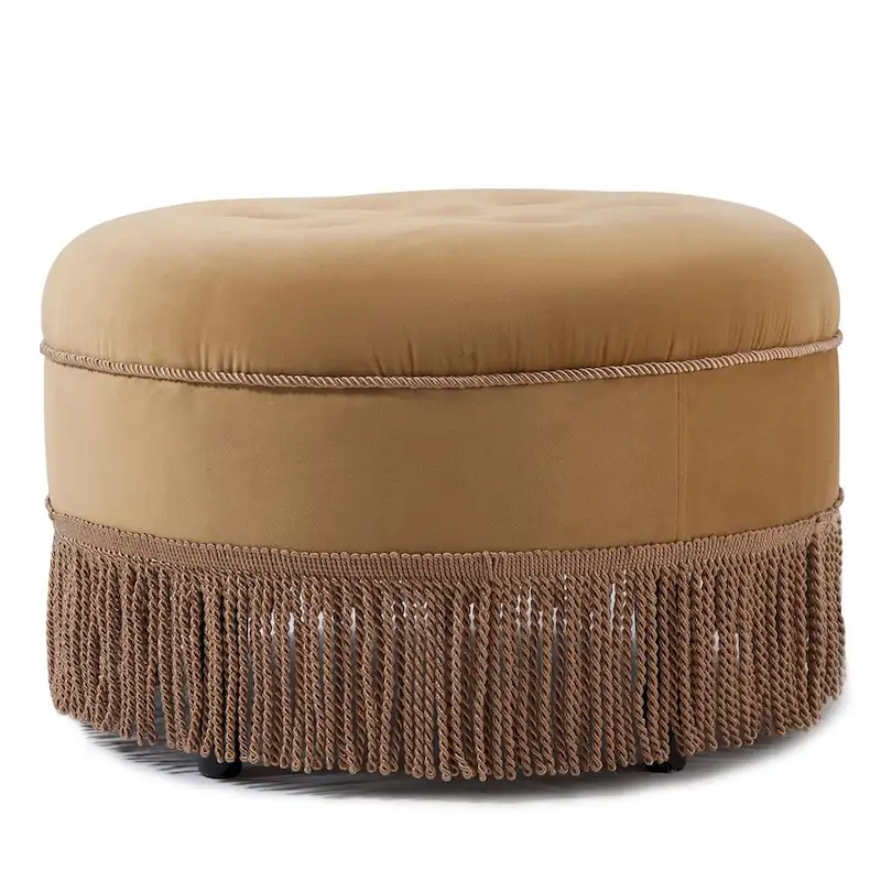 Yaris Upholstered Round Accent Ottoman