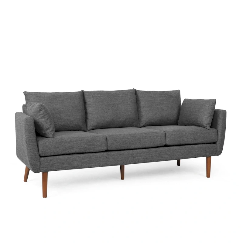Modern 76.5 3-Seater Sofa with Birchwood Legs and Pillows