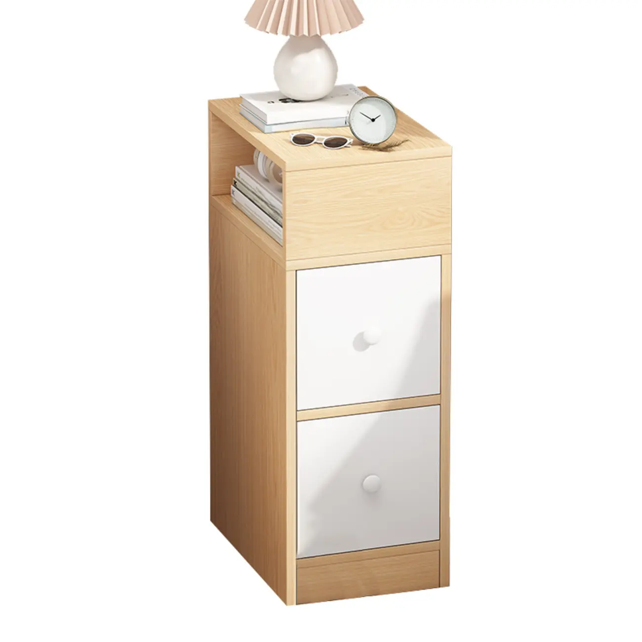 Natural Finish Casual Engineered Wood 3 Drawer Nightstand