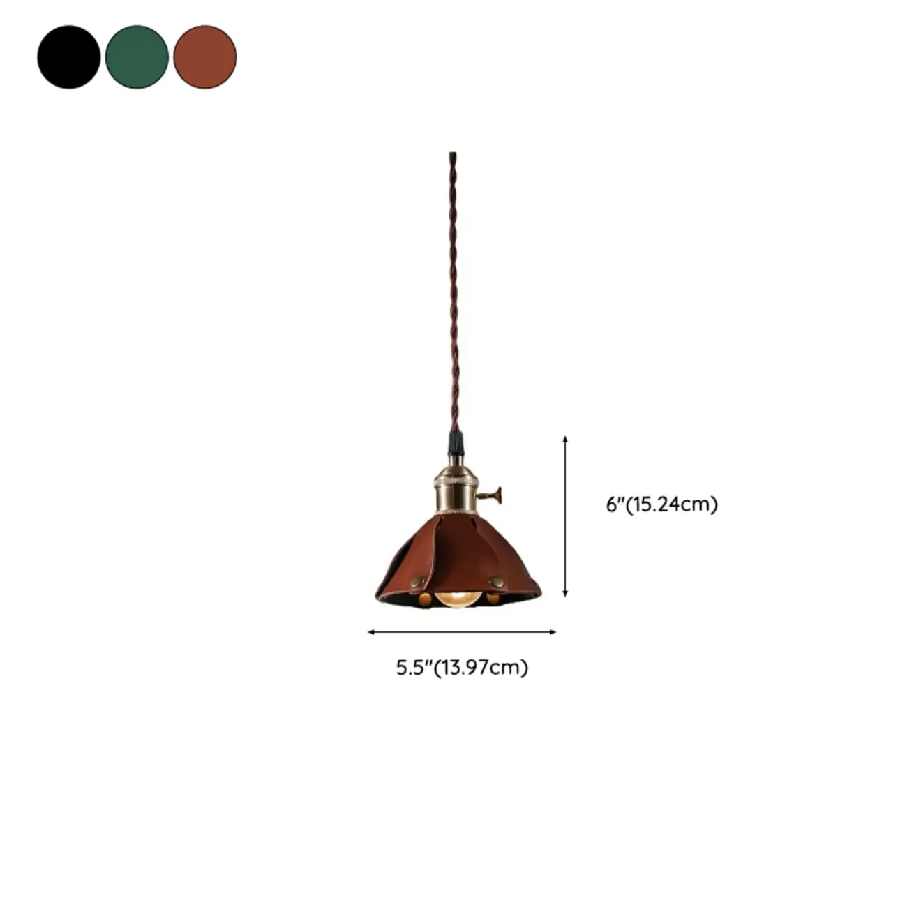 Modern Geometric Leather Gold Metal Pendant Light