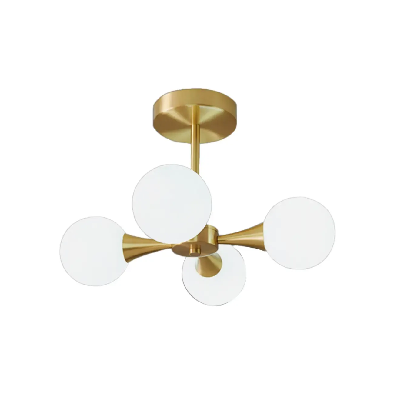 Modern Gold Glass Ball Semi Flush Mount Ceiling Light