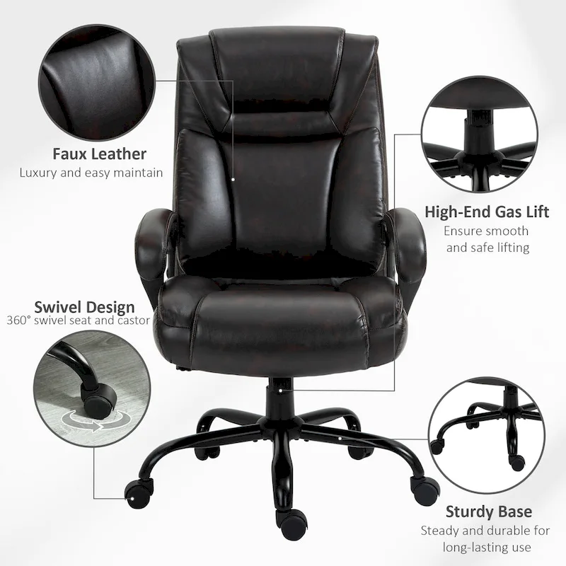 Vinsetto Big and Tall Executive Office Chair 400lbs Computer Desk Chair with High Back PU Leather Ergonomic Upholstery