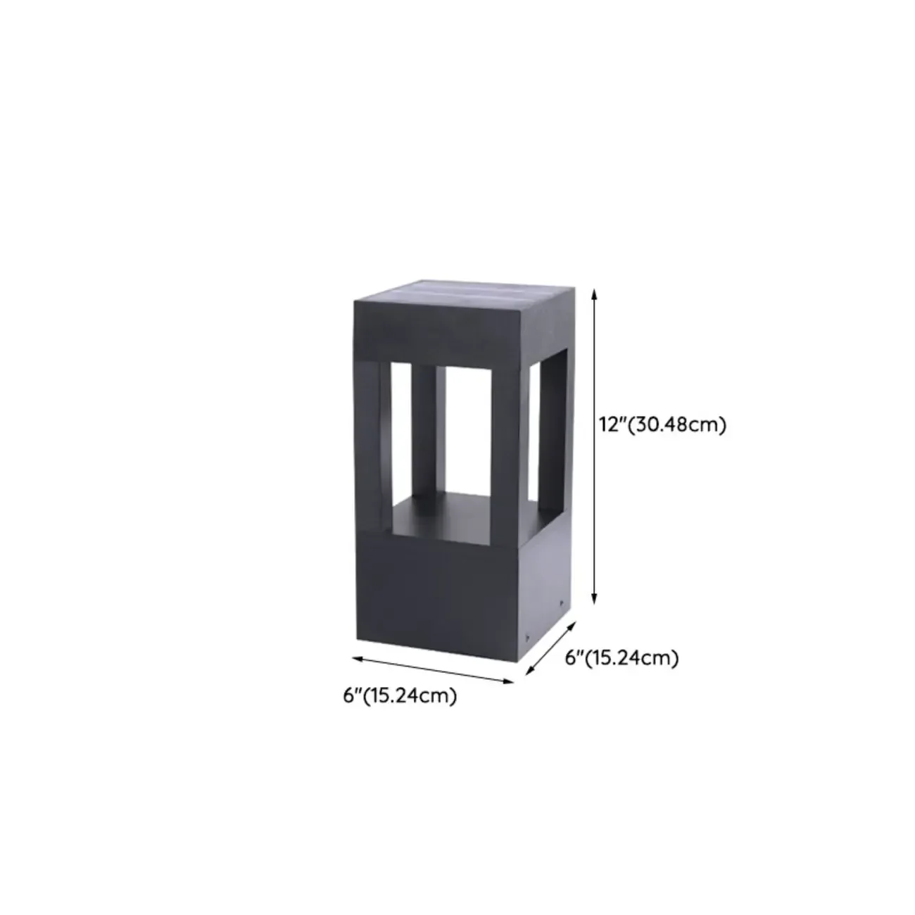 Metal Black Rectangle Frame Patio Post Cap Light
