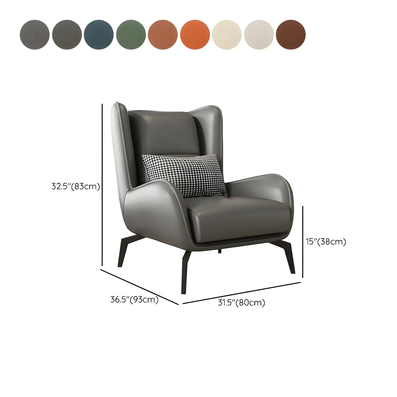 Modern Beige Leather Accent Chair with One Pillow
