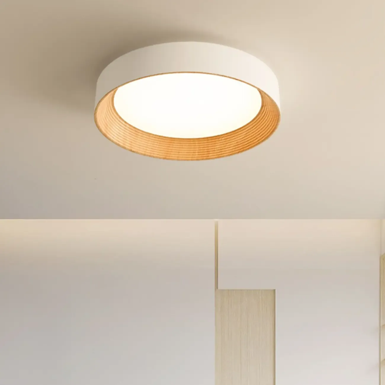 Walnut Round Flush Mount Ceiling Light