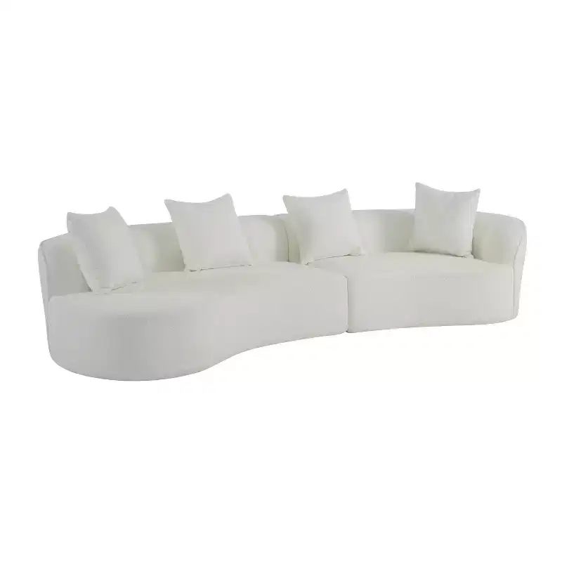 Christopher Knight Home Hailey 126 Modern Boucle Upholstered 5 Seater Curved Sectional Sofa with Pillows