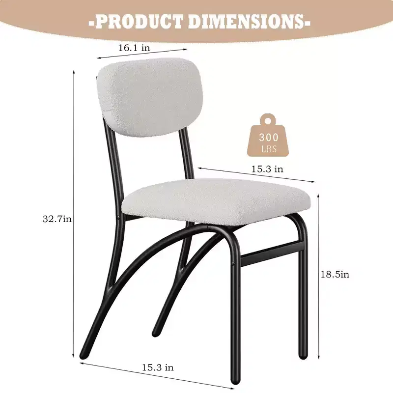 Dining Chairs, Boucle Dining Chairs Set of 2/4/6, Mid-Century Modern Upholstered Kitchen Dining Room Chairs