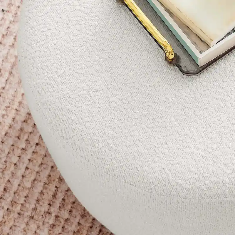Tilden Large 23/29/38 Round Boucle Upholstered Ottoman
