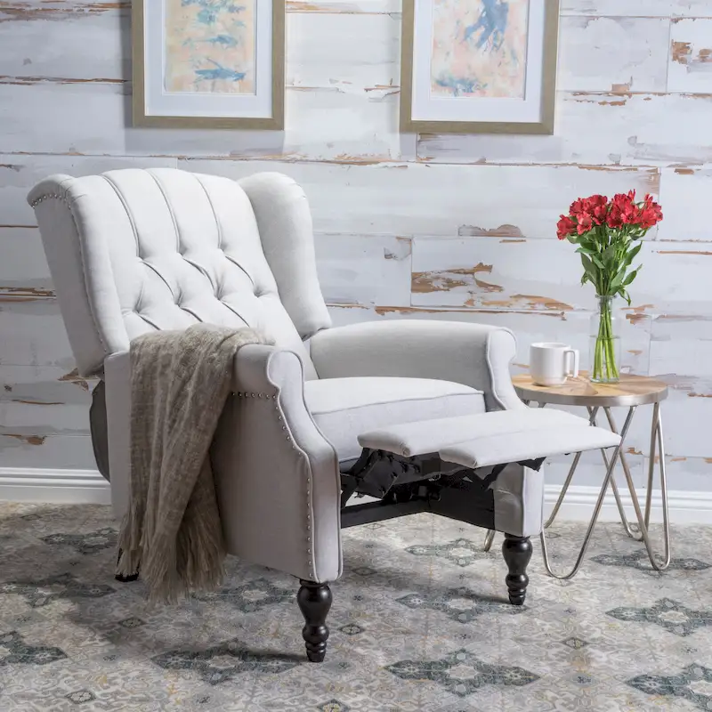Walter Tufted Fabric Wingback Recliner Club Chair by Christopher Knight Home