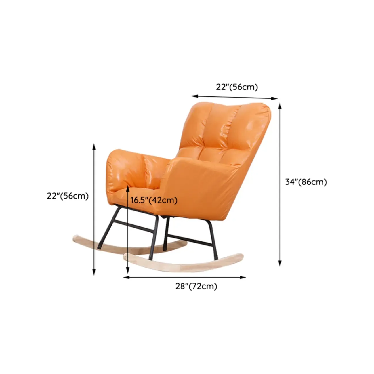 Tech Cloth Upholstered Wood Rocking Chair with Recessed Arm