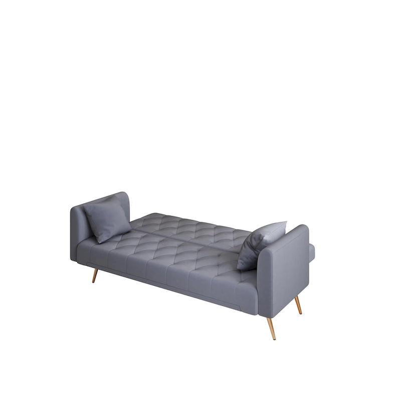 Tufted Grey Upholstered Convertible Double Folding Sofa Bed - 19.00 x 71.00 x 30.00