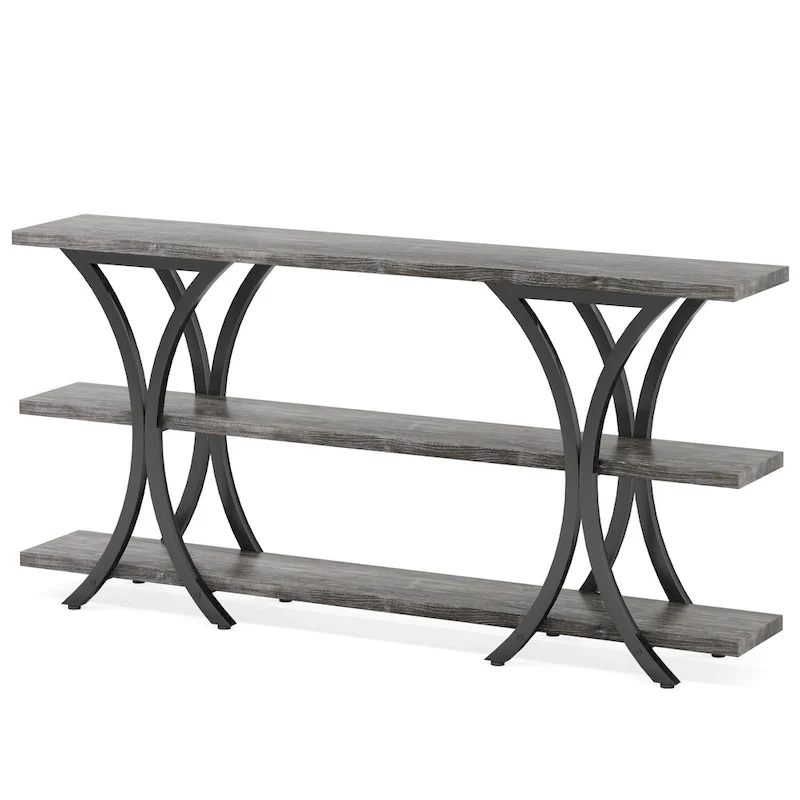 70.8 Inch Narrow Console Table with 3 Tier Shelves