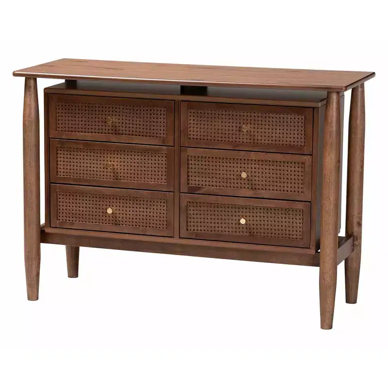 Baxton Studio Alyssa Japandi Walnut Brown Wood 4-Piece Bedroom Set