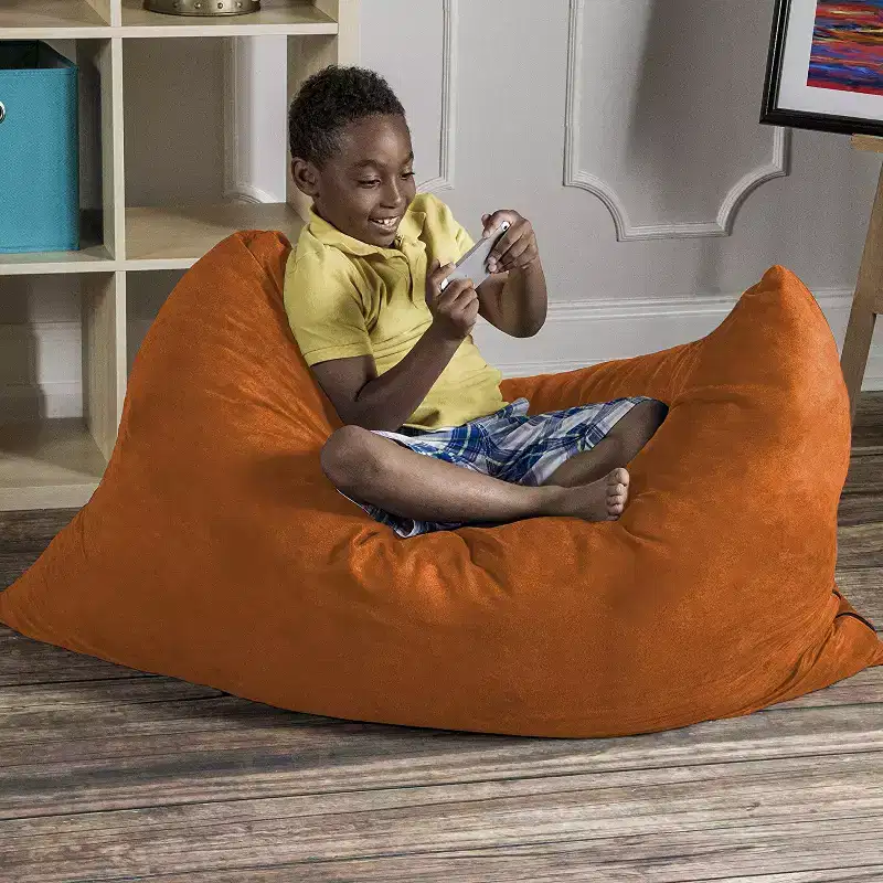 3.5 ft Kids Bean Bag Floor Pillow – Microsuede, Seats 1 (Blueberry / Cherry / Fuchsia / Grape / Lime / Pumpkin)